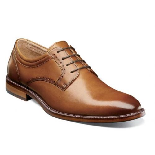 Stacy Adams "Faulkner'' Cognac Genuine Leather Plain Toe Oxford Shoes 25305-608.